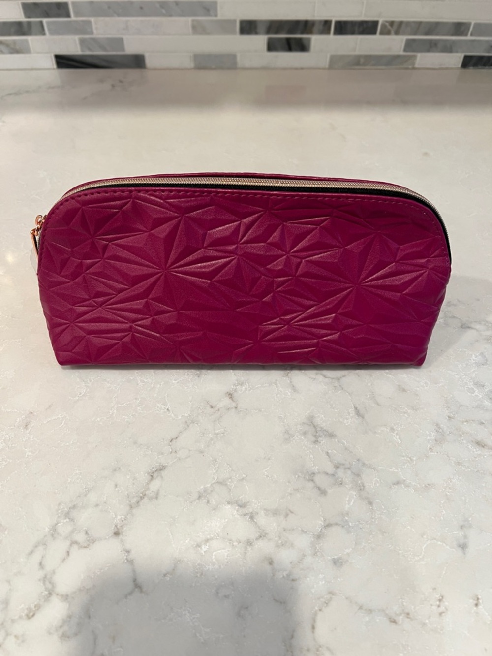 Mary Kay Fuchsia Precious Gems Textured Geometric Cosmetic Bag